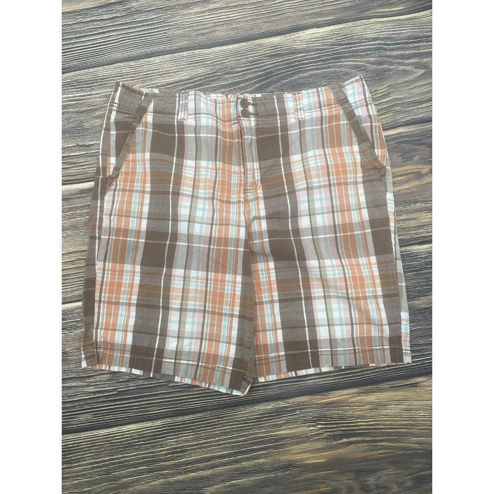 Women's Faded Glory Stretch Plaid Shorts Size 14